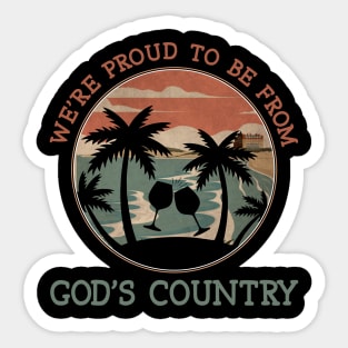 We're Proud To Be From God's Country Palm Tree Sticker